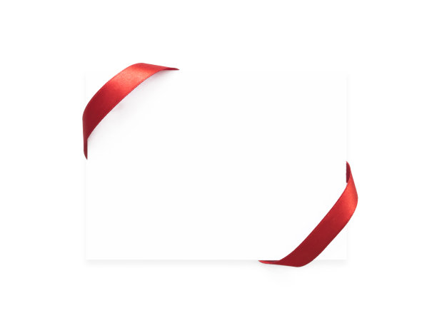 带有红色缎带框架的白纸图片下载