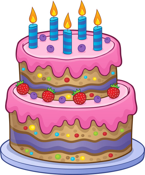 5支蜡烛的生日蛋糕图片下载