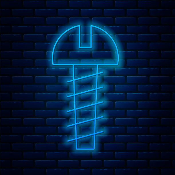 发光氖气线金属螺丝图标隔离上图片下载