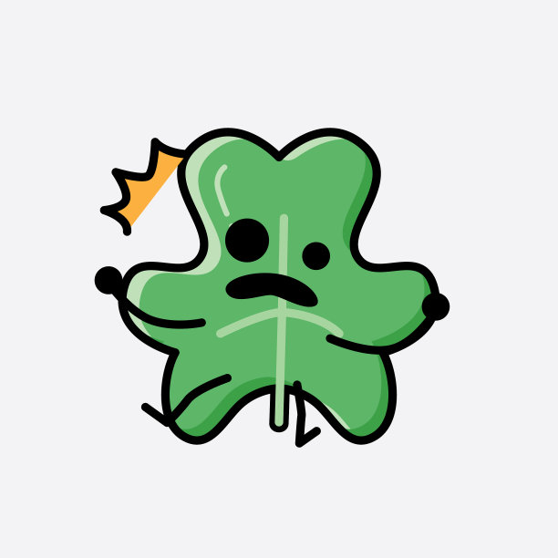 可爱的三叶草叶吉祥物人物在平面设计图片下载