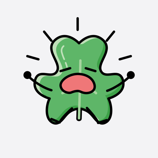 可爱的三叶草叶吉祥物人物在平面设计图片下载