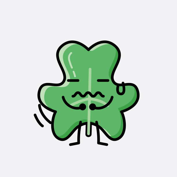 可爱的三叶草叶吉祥物人物在平面设计图片下载