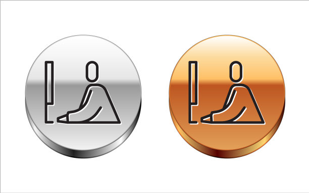 黑线学生工作在笔记本电脑图标孤立图片下载