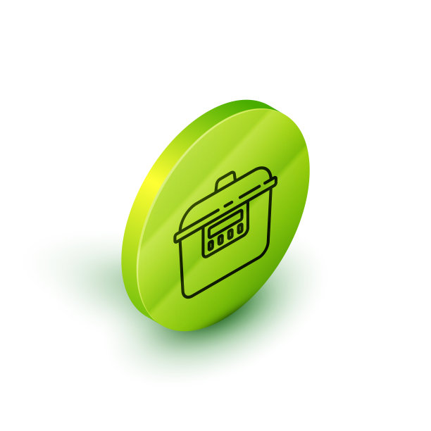 等距线慢炖锅图标孤立在白色图片下载