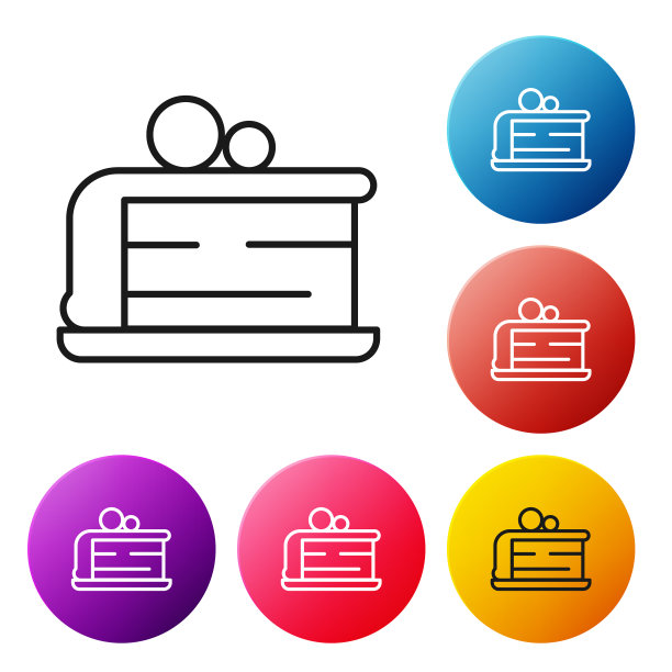 黑线块蛋糕图标孤立在白色上图片下载