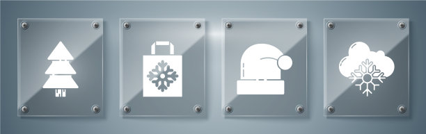 32、圣诞老人戴着雪花装云的帽子图片下载