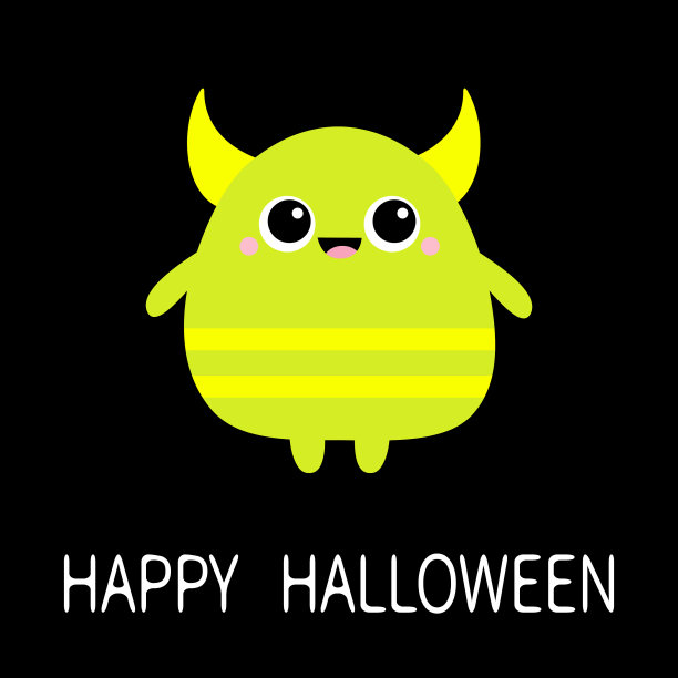 2、绿眼睛怪兽笑万圣节快乐图片下载
