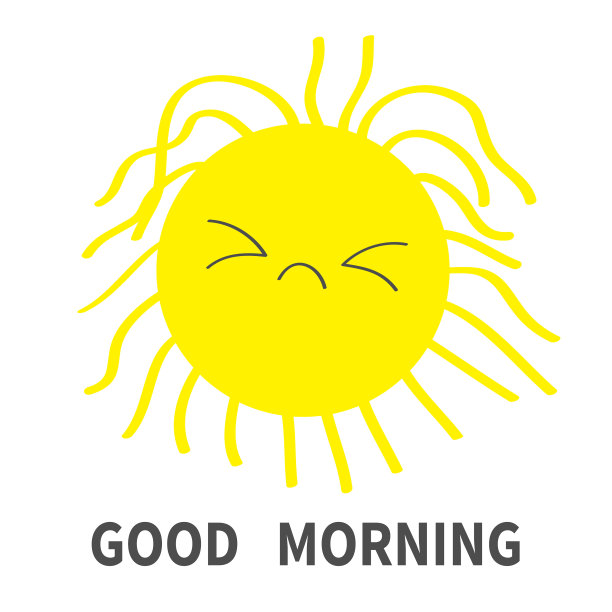 瞌睡的太阳照耀的图标设置早上好，卡哇伊图片下载