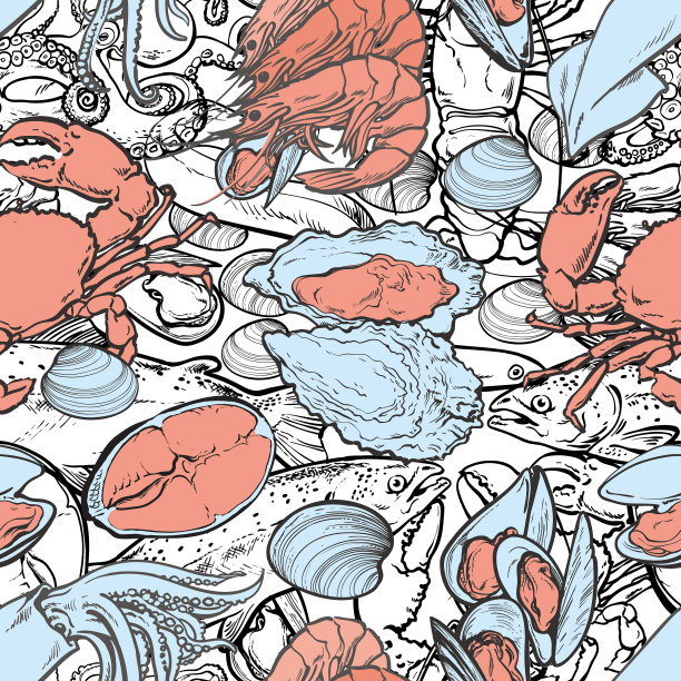 画出水下动物的食物图案图片下载