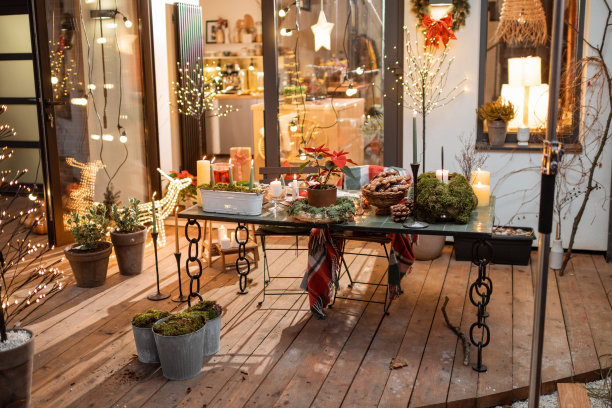 新年假期的后院装饰得很漂亮图片下载