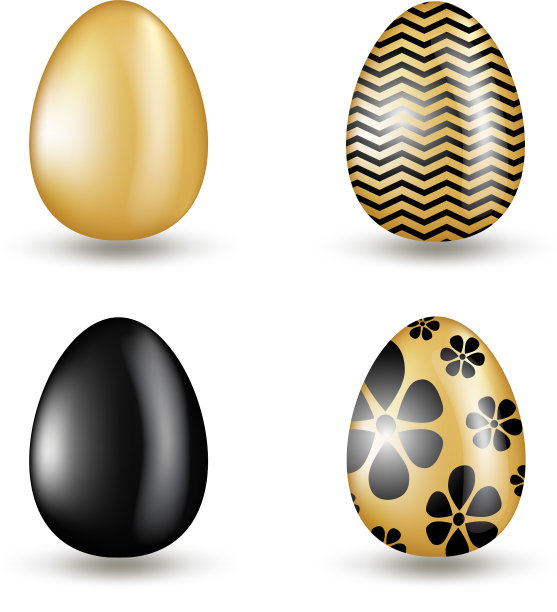 金色鸡蛋集合与黑色几何图案图片下载