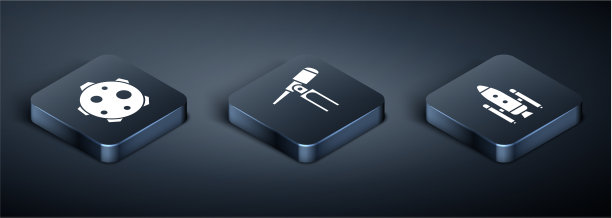 设置等距行星航天飞机和火箭图片下载