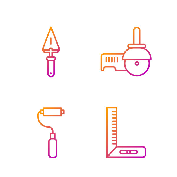 设置直线角尺、油漆滚筒、刷、抹子图片下载
