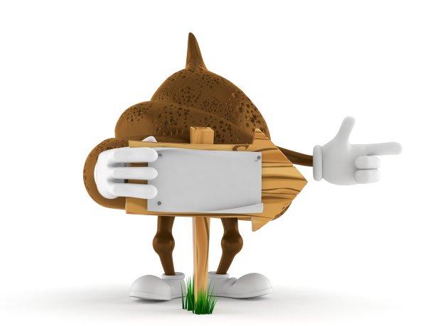 带有木制箭头符号的大便字符图片下载