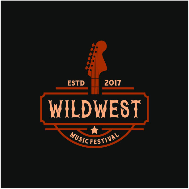 复古复古经典乡村音乐，吉他复古复古标志设计图片下载