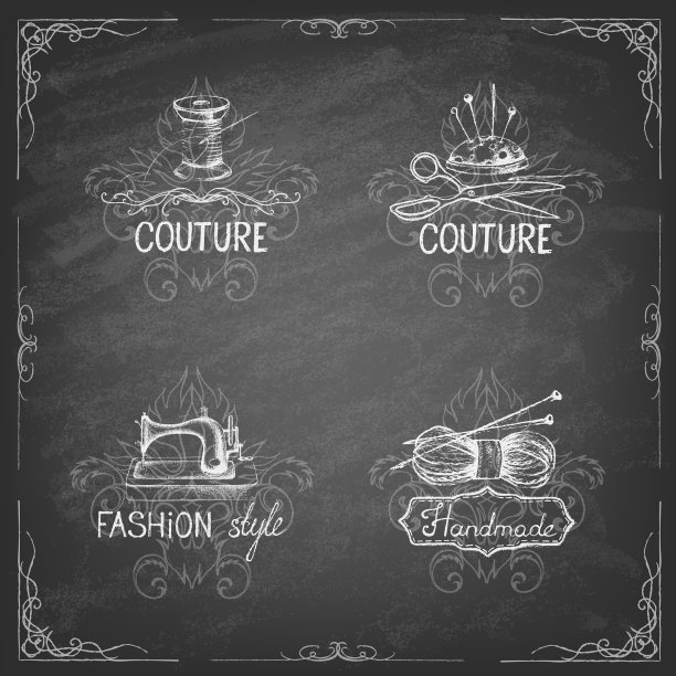 设置裁缝标签和设计元素图片下载