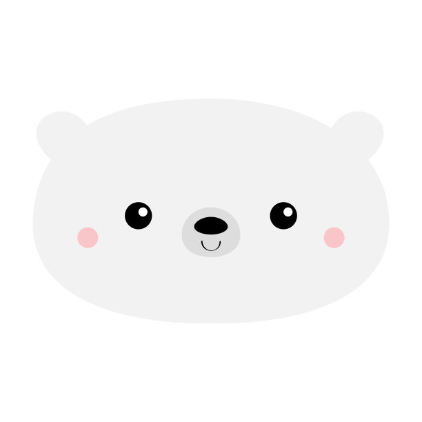 白色的北极熊。可爱卡通人物。滑稽可爱的头像图标。粉红色的脸颊。情人节快乐。婴儿贺卡模板。笔记本封面,shirt。白色背景。平面设计。图片下载
