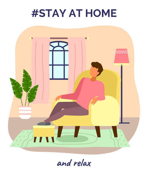 呆在家里放松，男人坐在扶手椅上，隔离自我隔离，孤独与猫图片下载