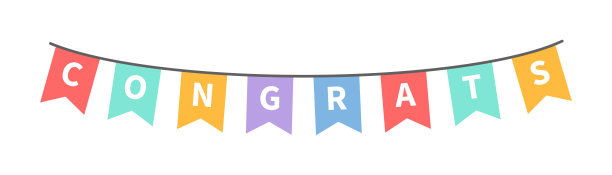 祝贺花环庆典横幅。矢量插图。用祝贺装饰彩色花环。图片下载