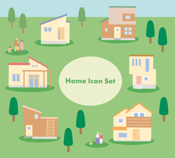 现代时尚的房子图标集图片下载