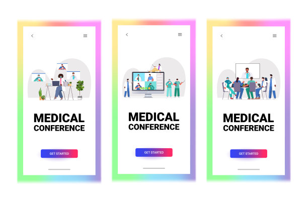 设置医生进行视频会议，混合种族医学专家在虚拟会议中讨论图片下载