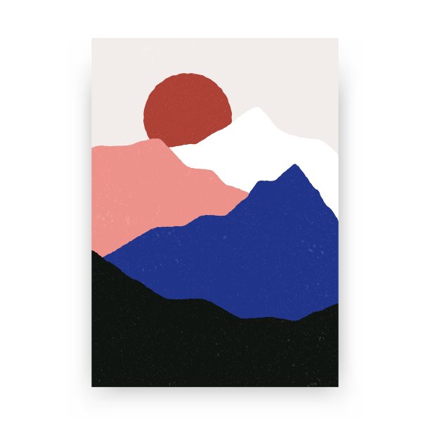 抽象的山景海报。极简主义波西米亚艺术版画，自然墙面装饰当代审美风格。矢量图图片下载