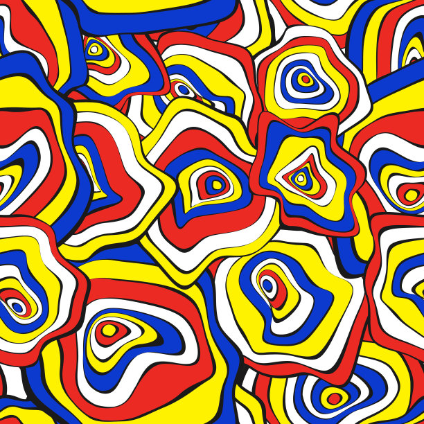 手绘波浪圆抽象无缝图片下载