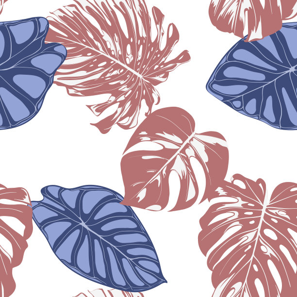 无缝的热带植物奇异图案图片下载