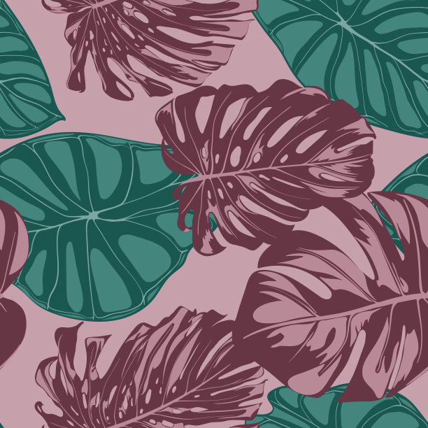 热带无缝格局喜树和山芋图片下载