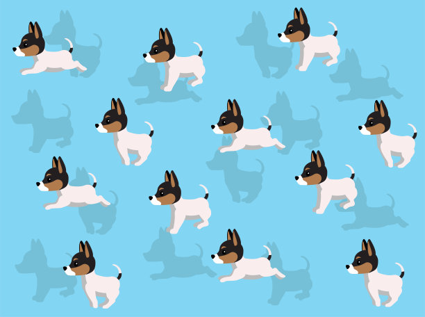 玩具狐梗狗动画运行插图无缝背景图片下载