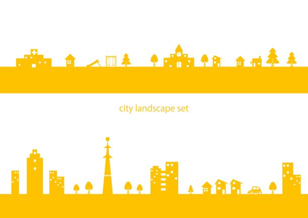 简单的城市剪影插图图片下载