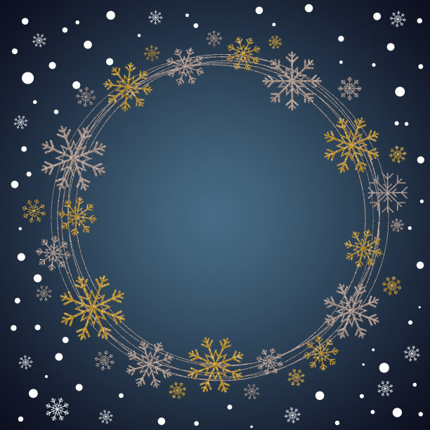 用雪花做成的圣诞球，上面有空白的地方可以放文字。圣诞和新年蓝色梯度背景图片下载