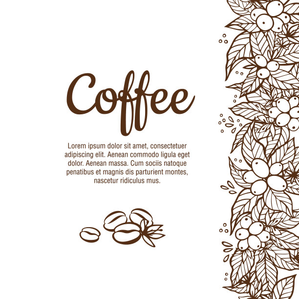 横幅模板与分支咖啡树图片下载