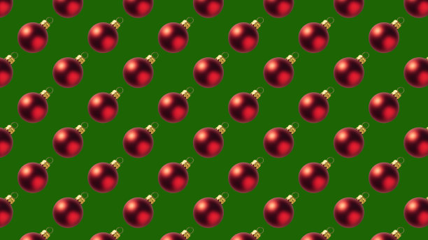 许多红色圣诞球的背景在绿色图片下载