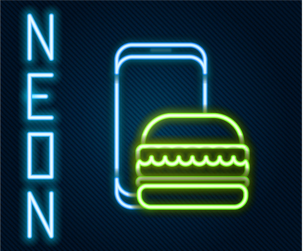 霓虹线在线点餐和快餐图片下载