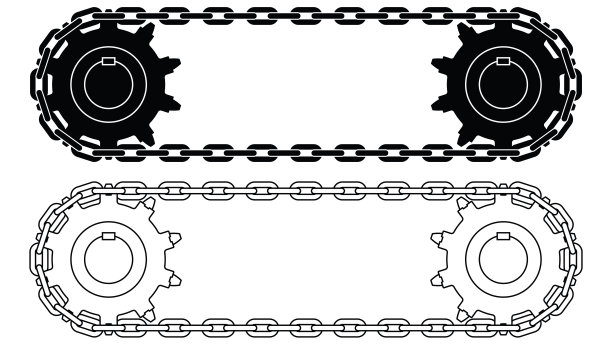 链轮和圆链钢链。矢量图图片下载