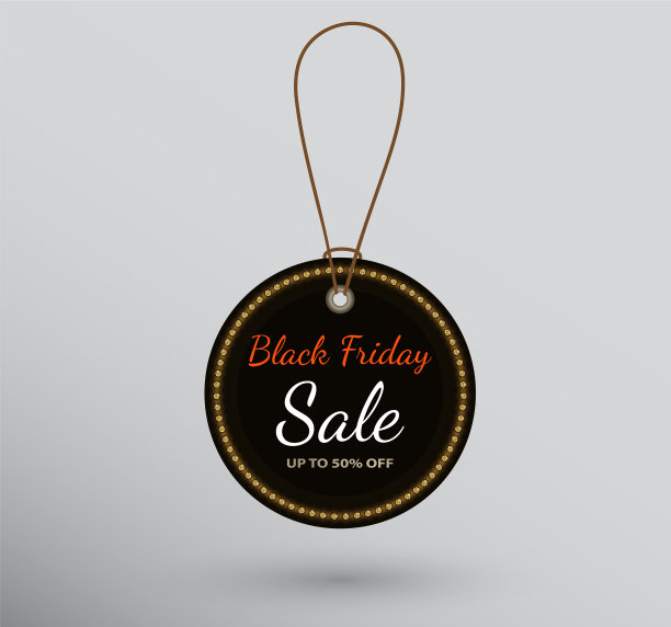 带有黑色星期五特价标志的圆形徽章图片下载