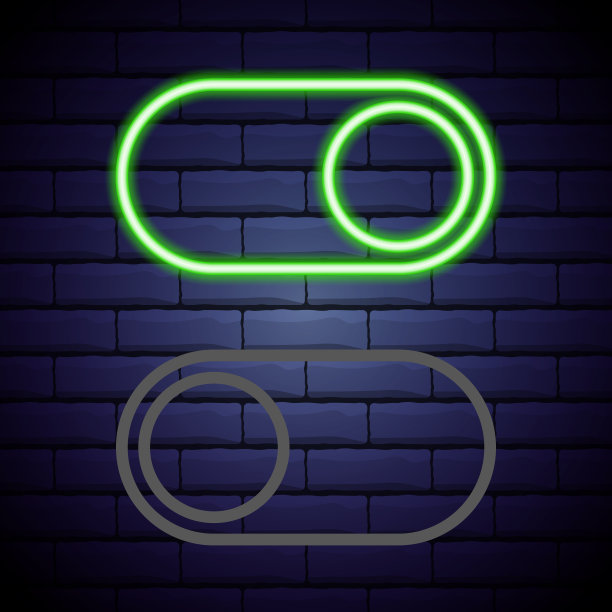 开、关灯霓虹灯拨动开关按钮。矢量插图。荧光光矢量图图片下载