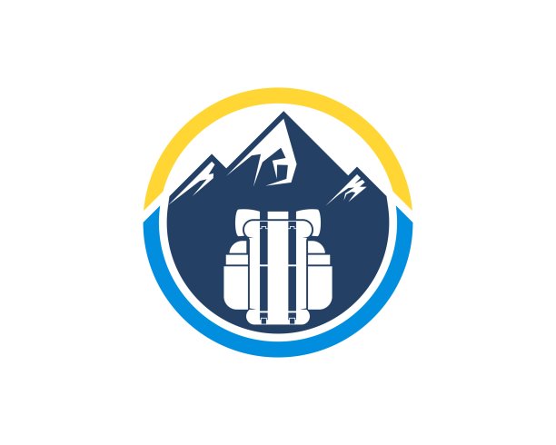 里面有登山和远足包的圆形图片下载
