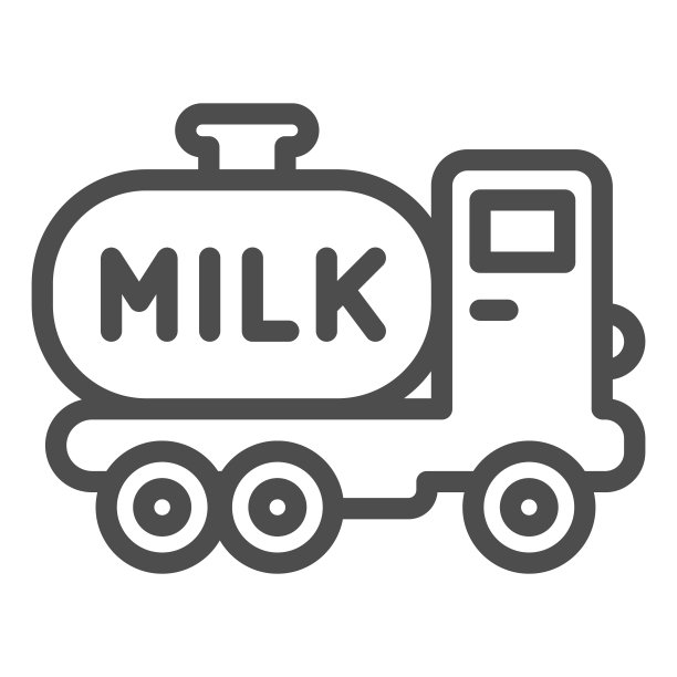 牛奶罐车线条图标：农场花园概念，白色背景上的乳制品配送服务标志，用于移动概念和网页设计的牛奶罐车轮廓图标。矢量图形。图片下载