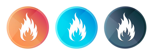 火图标蒸汽雾圆形按钮设置闪亮的插图图片下载