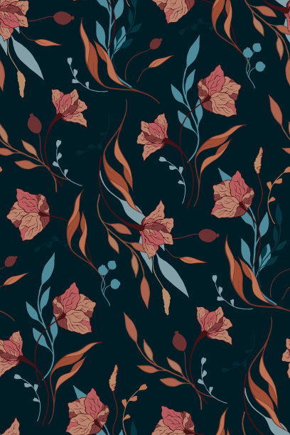 无缝模式与干燥植物。图片下载