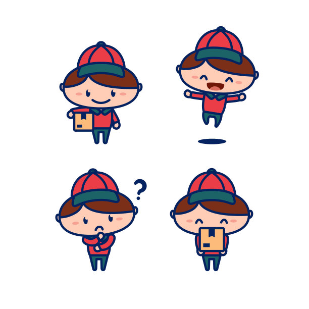 可爱的快递员送邮差送包裹图片下载