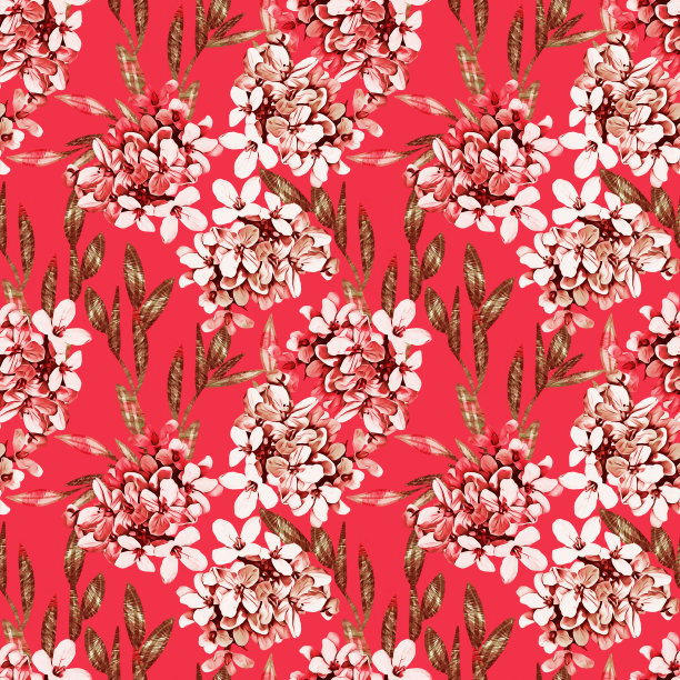 宇宙花与多彩的叶无缝图案。图片下载