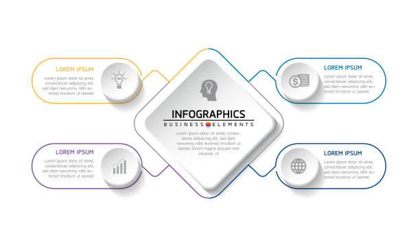 信息图表矢量元素：演示文稿和图表，步骤或流程，选项编号工作流程模板设计，数字5图片下载