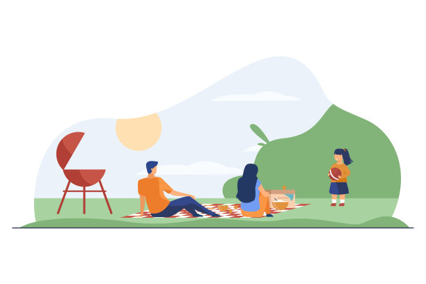 幸福的家庭和孩子在自然中放松图片下载