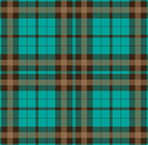 绿松石蓝棕色格子花呢无缝图案背景图片下载