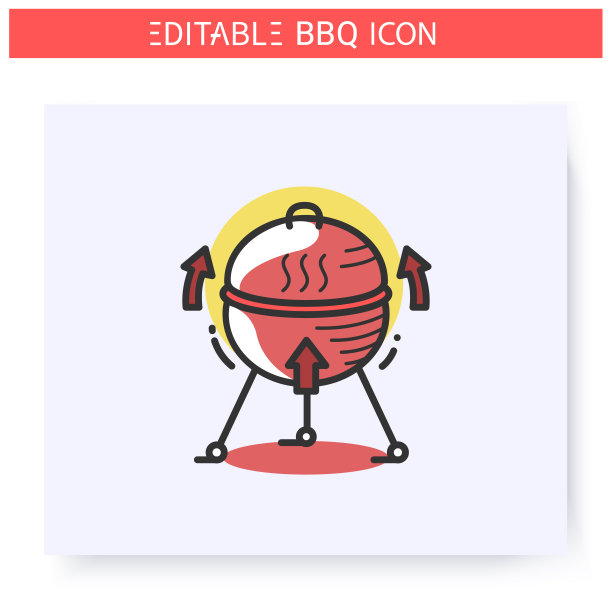 烧烤烧烤颜色图标。可编辑的图片图片下载