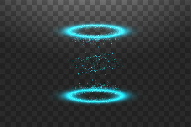 未来传送。魔法梦幻传送门。光的效果。蜡烛光线的夜景与火花在透明的背景。空光效果的讲台。迪斯科俱乐部的舞池。图片下载