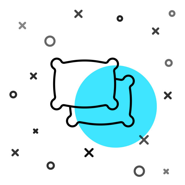 黑色线矩形枕头图标孤立在白色背景。缓解的迹象。随机动态形状。向量图片下载